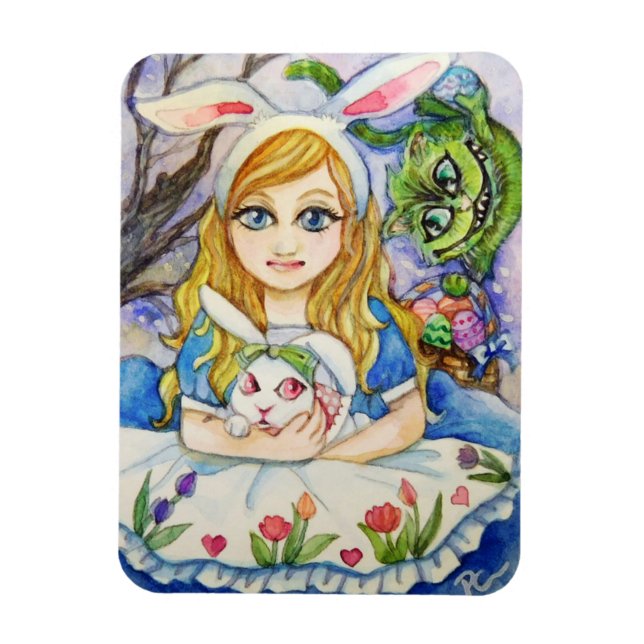 Ímã Alice e o coelho da Páscoa (Vertical)