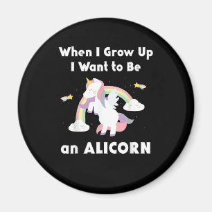 Imã Alicorn Quando Cresço Unicórnio Arco-Íris Pastel M