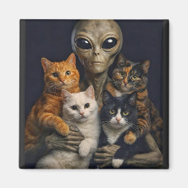Imã Alien with Cats Renaissance Art Oil Painting