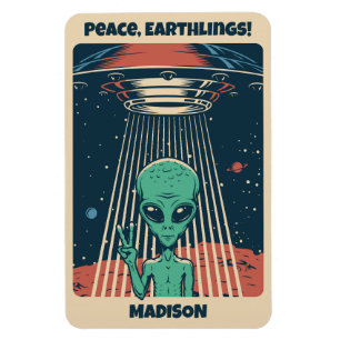 Ímã Alienígena de OVNI de Texto Personalizado