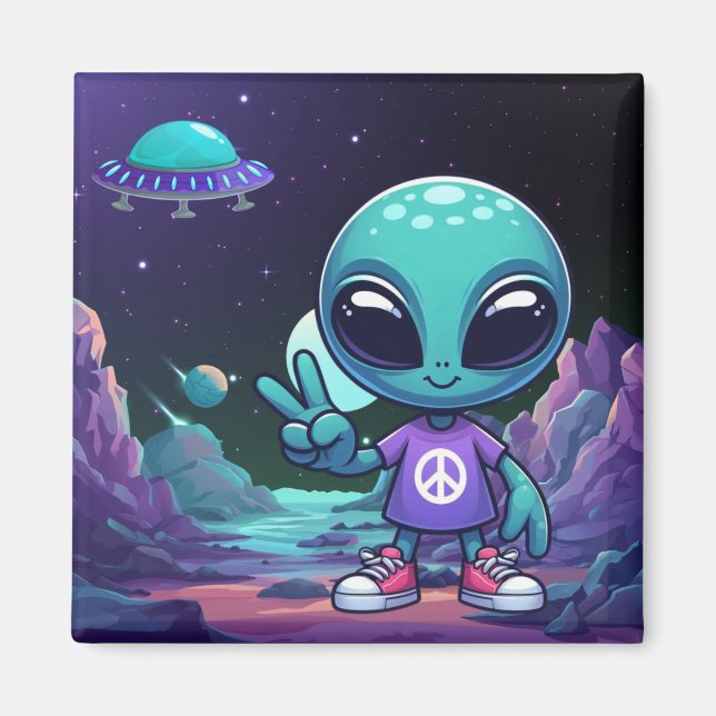 Imã Alienígena de paz e nave espacial (Frente)