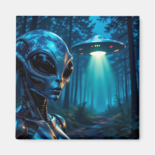 Imã Alienígena e OVNI hiperrealistas na Floresta