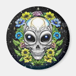 Imã Alienígena extraterrestre com olhos azuis e flores