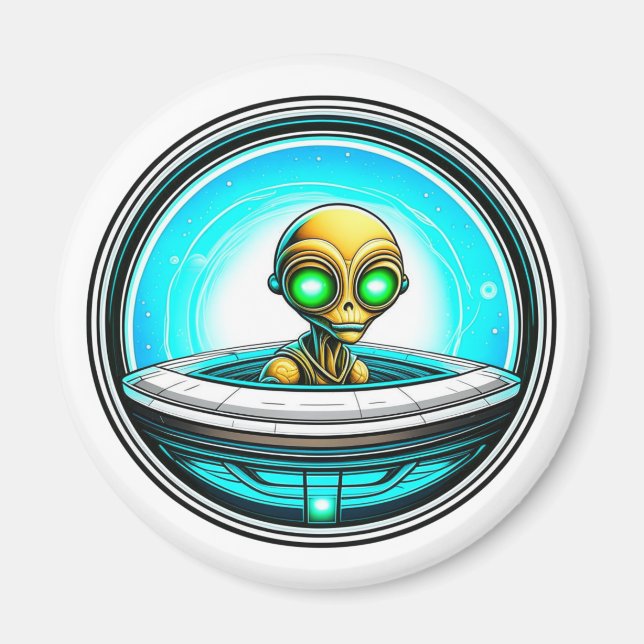 Imã Alienígena Extraterrestre Voando um OVNI (Frente)