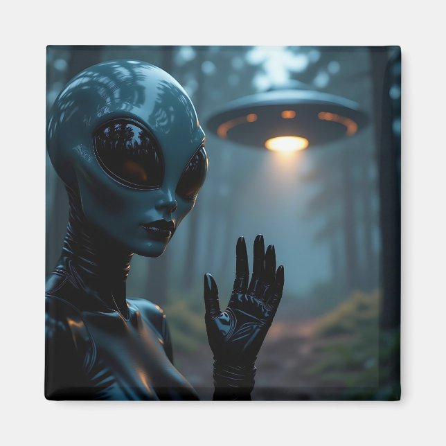Imã Alienígena feminina Extraterrestre e OVNI (Frente)