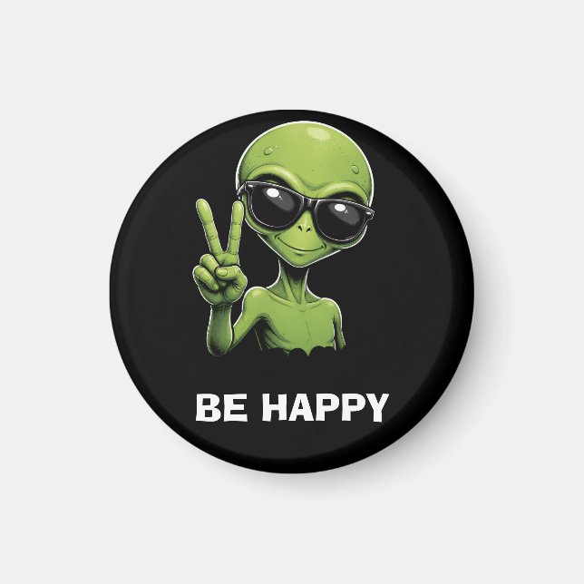 Imã Alienígena fofo com dois dedos levantados (Frente)