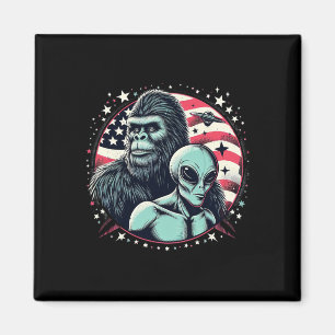 Imã Alienígena Sasquatch Bigfoot Amp Bigfoot Usa Flag