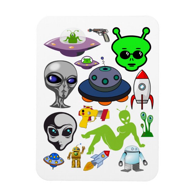 Ímã Aliens de Espaço de Cartoon Folha de Colagem de Ar (Vertical)