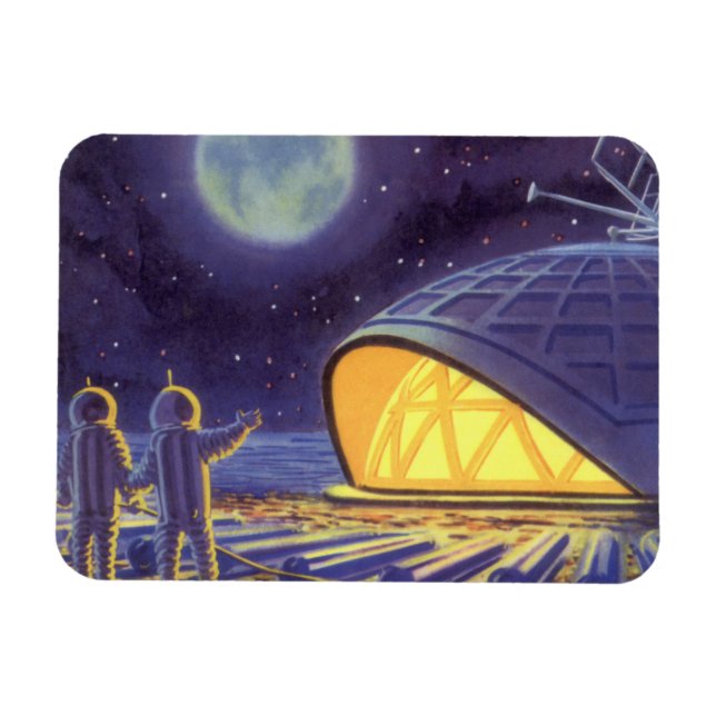 Ímã Aliens de ficção científica em lua planeta azul (Horizontal)
