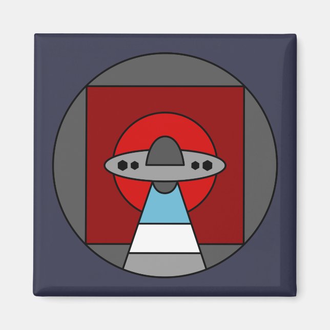 Imã Aliens OVNI Colorida Geométrica (Frente)
