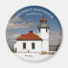 Imã Alki Point Lighthouse, Washington Round Magnet