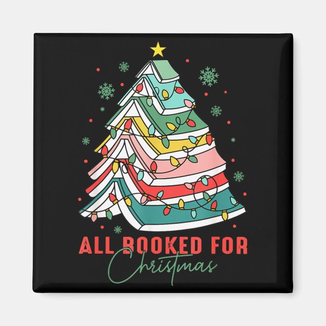Imã All Booked For Christmas Teacher Librarian Book Lo (Frente)