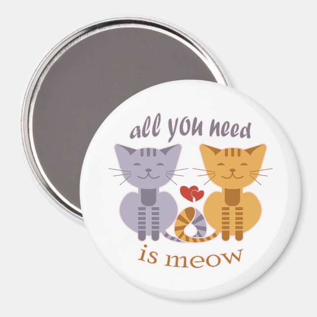Imã All you need is meow Valentine cats (Front/Back)