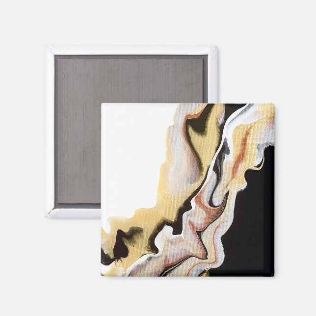 Imã Alligare Abstract Gold Black White Fluid Art (Front/Back)