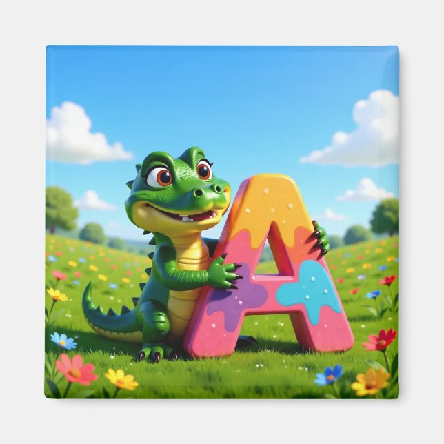 Imã Alligator Andy and love A – Kids Art Magnet (Frente)