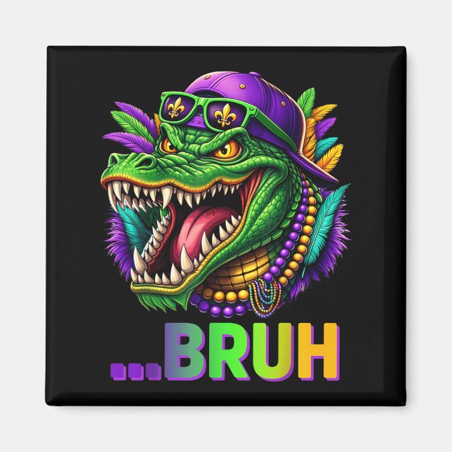Imã Alligator Bruh Mardi Gras Costume Men Women Kids _ (Frente)