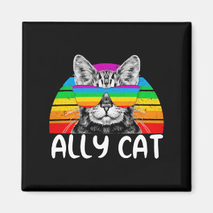 Imã Ally Cat Rainbow Óculos suntuosos LGBT Orgulho ga