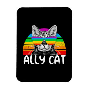 Ímã Ally Cat Rainbow Óculos suntuosos LGBT Orgulho ga