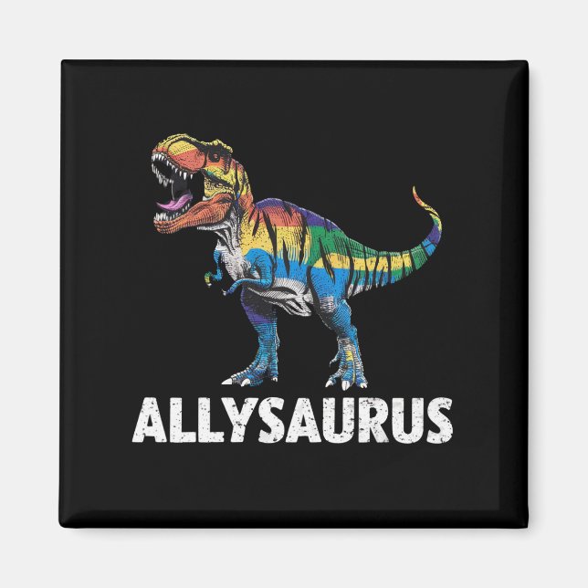Imã Allysaurus LGBT Dinossauro Bandeira Arco-Íris Alia (Frente)
