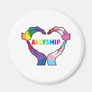 Imã Allyship Heart LGBT Support Protect Kids Rainbow F