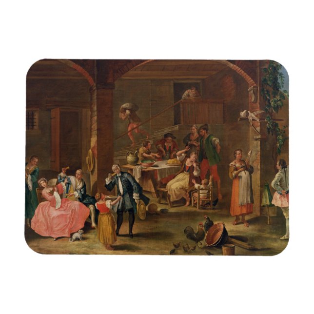 Ímã Almoço no país (petróleo na canvas) (Horizontal)
