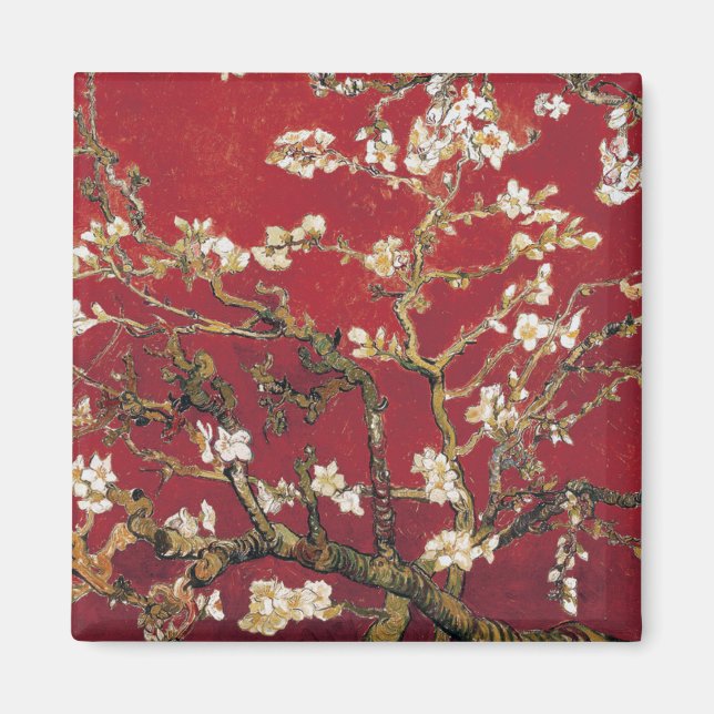Imã Almond Blossoms Red Vincent van Gogh Art Painting (Frente)
