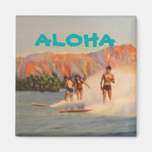 Aloha com surfistas vintage no Havaí