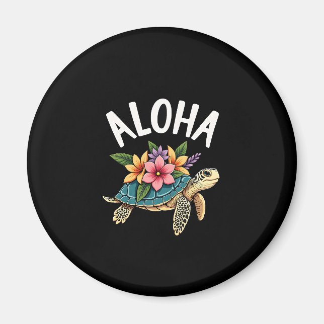 Imã Aloha Hawaii Hawaiian-Shirt Turtle Hibiscus Kids G (Frente)