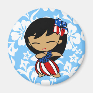 Imã Aloha Honey Patriótica Hula Girl Magnets