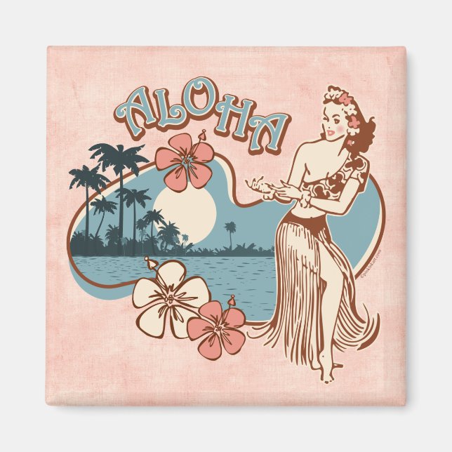Imã Aloha Hula Girl Magnet (Frente)
