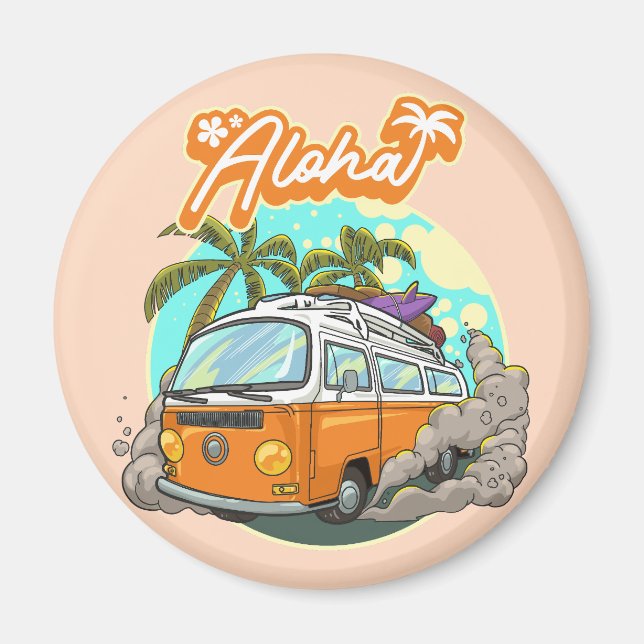 Imã Aloha Retro Surf Van (Frente)