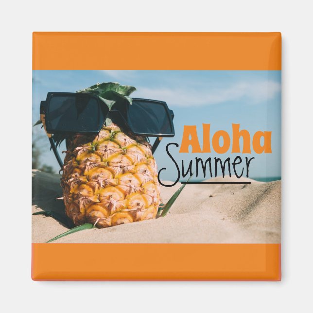 Imã Aloha Summer - Magnet Quadrado (Frente)