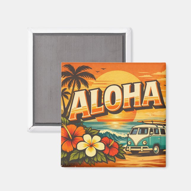 Imã Aloha Tropical Beach Sunset Scene (Front/Back)