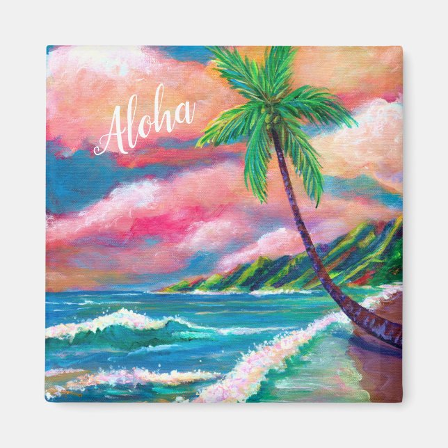 Imã Aloha Tropical Na Pali Coast de Kauai Magnet (Frente)