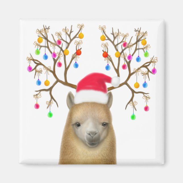Imã Alpaca Christmas Magnet (Frente)