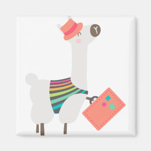 Imã Alpaca e Suitcase