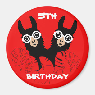 Imã Alpaca llama Twins Aniversário