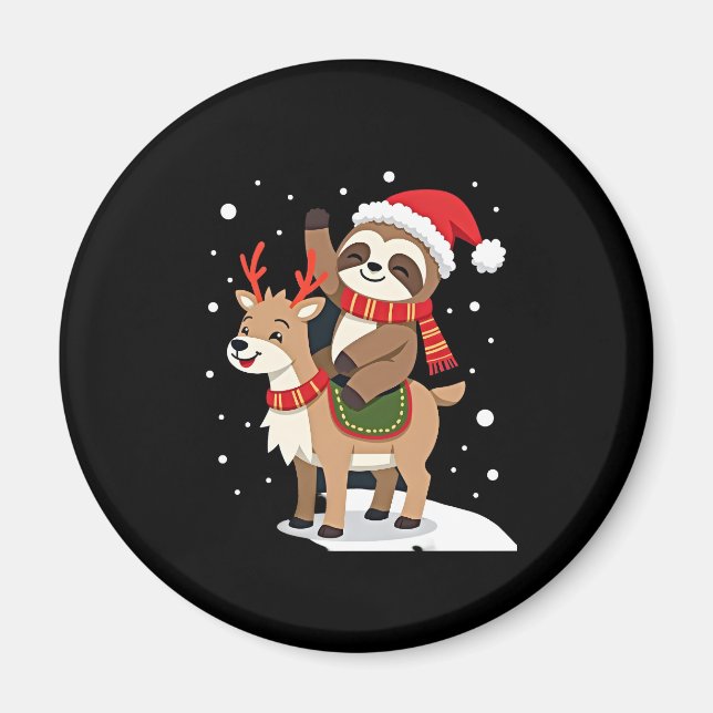 Imã Alpaca Sloth Christmas (2) (Frente)