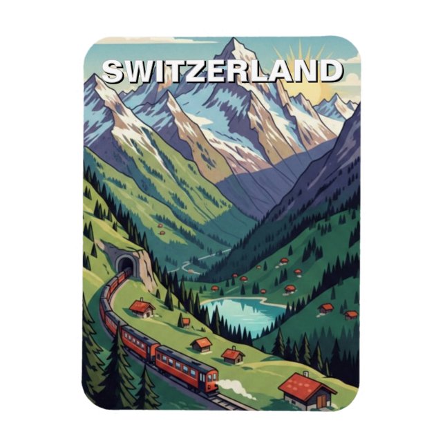 Ímã Alpes Suíços Viagem Suíça (Vertical)