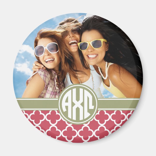 Imã Alpha Chi Omega | Monograma e Foto (Frente)