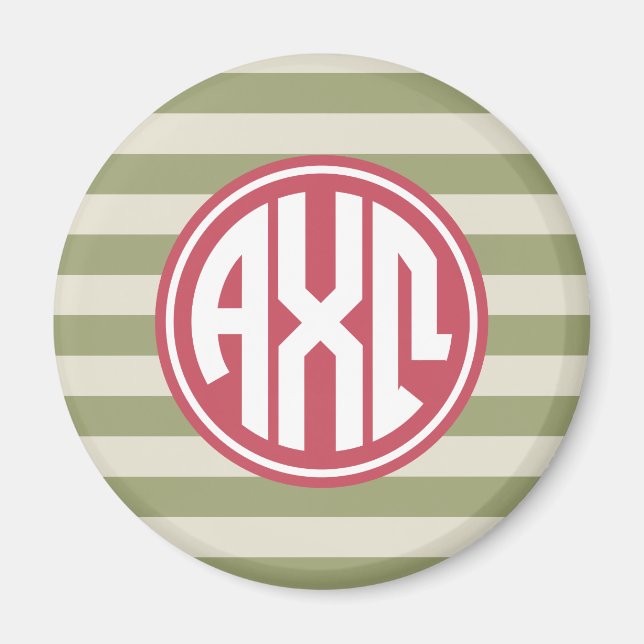Imã Alpha Chi Omega | Padrão de Faixa de Monograma (Frente)