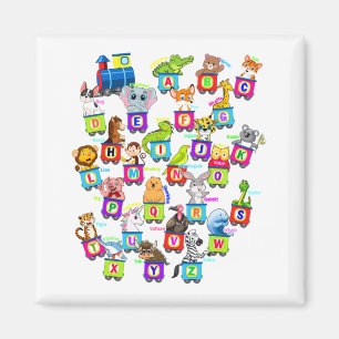 Imã Alphabet Animal ABCs Learning Square Magnet