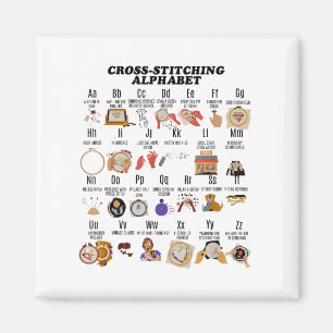 Imã Alphabet Funny Cross Stitch Lover