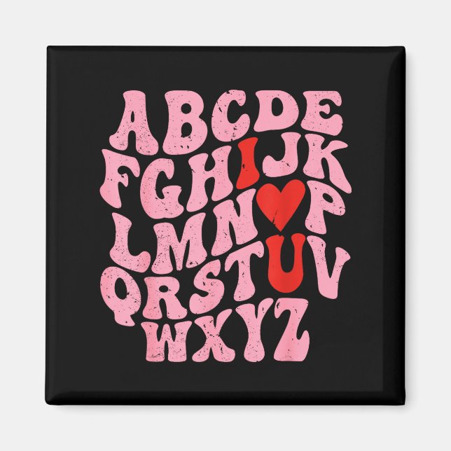 Imã Alphabet I Love You Valentines Day Heart Teacher K (Frente)