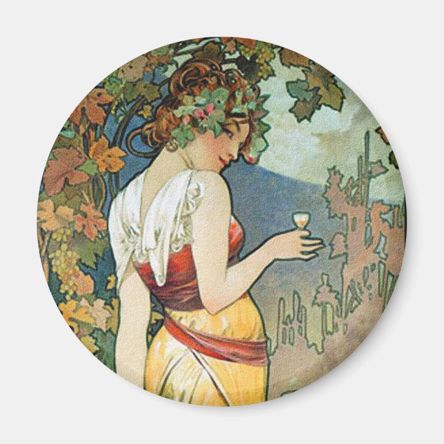 Imã Alphonse (Alfons) Mucha: Cognac - Art Nouveau (Frente)