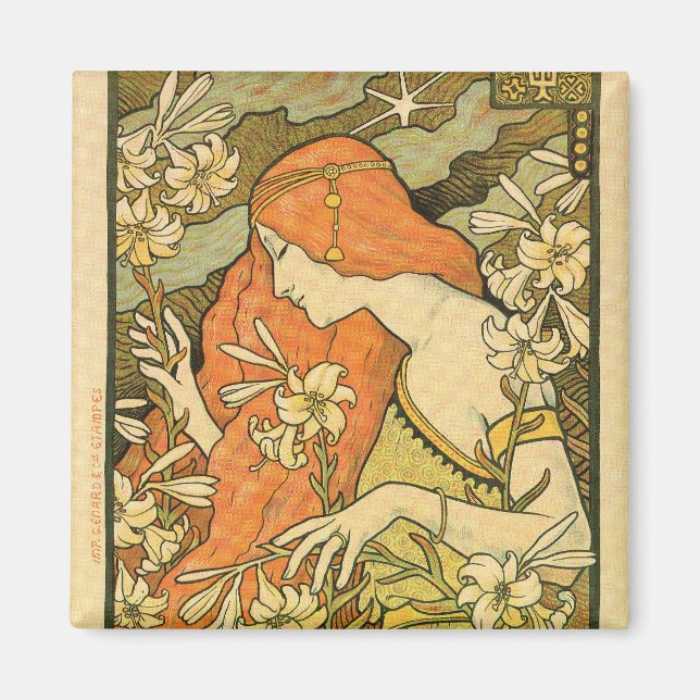 Imã Alphonse Mucha Art Deco (Frente)