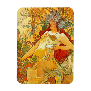 Ímã Alphonse Mucha Art Nouveau Autumn