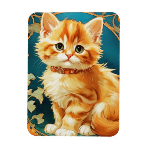 Ímã Alphonse Mucha Art Nouveau Cat