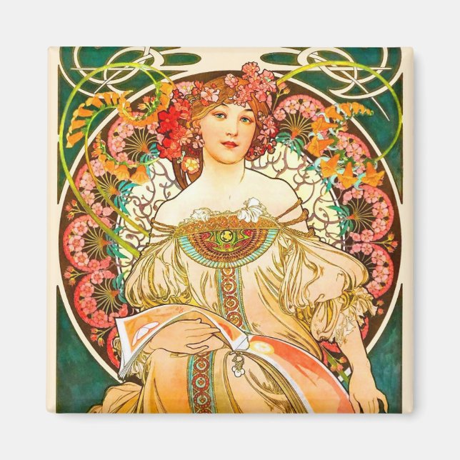 Imã Alphonse Mucha Art Nouveau Daydre (Frente)