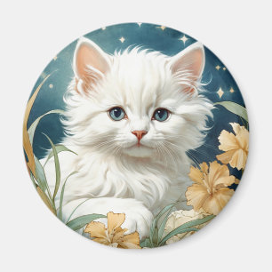 Imã Alphonse Mucha Art Nouveau Kitten